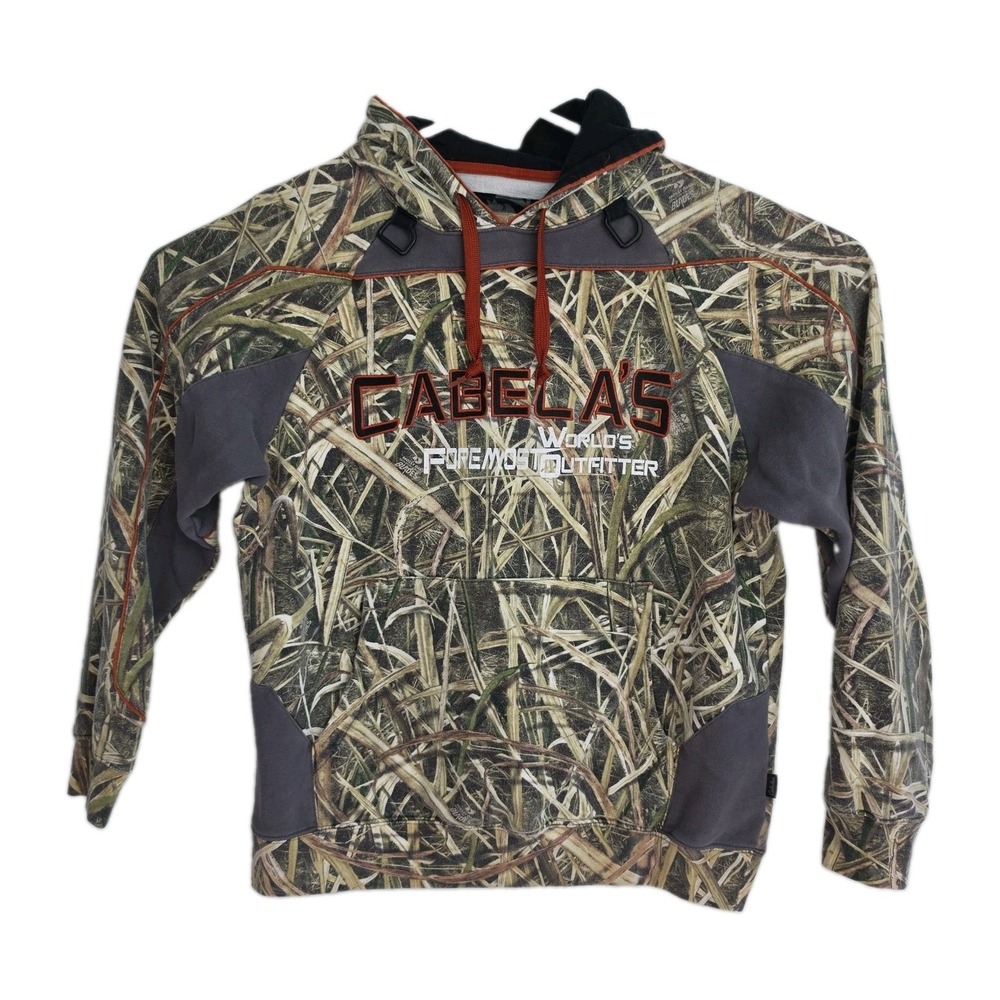Cabela's Hoodie Sweatshirt Men's L Reg. Camo Embroidered Logo Pockets